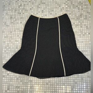Ann Taylor Black and White Polka Dot Silk Trumpet Skirt
